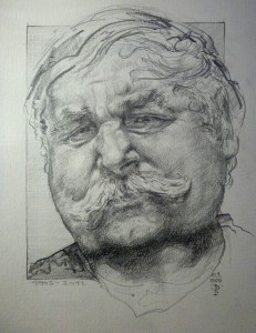 2020, Portrét málíře a grafika Miroslava Bravence, tužka na papíře, 20 x 30 cm