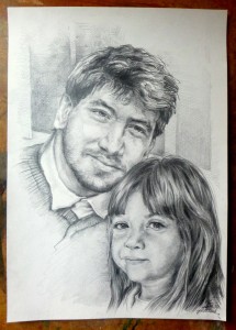 2023 - Dvojportrét, tužka na papíře, 30 x 40 cm
